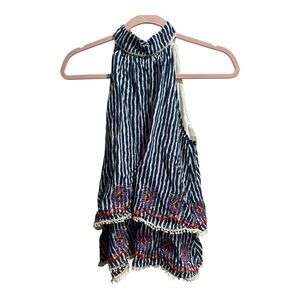 THML Blue and White Embroidered Patterned‎ Top, Size Small